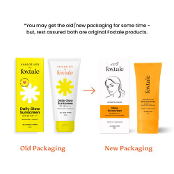 Foxtale Glow Sunscreen SPF 50 PA++++ Lightweight with Vitamin C and Niacinamide | Fast Absorbing | UVA and UVB filters Prevents Tanning | No White Cast | Non-Greasy | For Men & Women, All Skin Types - 50 ml