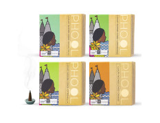 PHOOL LUXURY INCENSE Natural Incense Cones (Bundle Pack Of 4) I Citral Fragrances - Citronella, Eucalyptus, Lemongrass, Orange I 100% Organic Dhoop Cones | Natural Mosquito Repellents