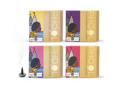 PHOOL LUXURY INCENSE Natural Incense Cones (Bundle Pack of 4) I Special Pack Floral Fragrances - Indian Rose, Tuberose, Lavender, Nagchampa I 100% Organic Dhoop Cones I Chemical & Charcoal Free