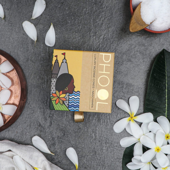 PHOOL LUXURY INCENSE Natural Incense Cones (Bundle Pack of 4) I Special Pack Floral Fragrances - Indian Rose, Tuberose, Lavender, Nagchampa I 100% Organic Dhoop Cones I Chemical & Charcoal Free