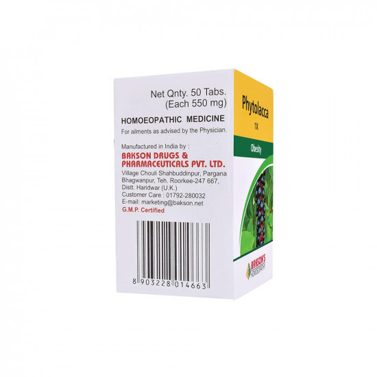 Dr. Bakshi's BAKSON'S HOMOEOPATHY PHYTOLACCA BERRY -1X-50TAB (Pack of 2)