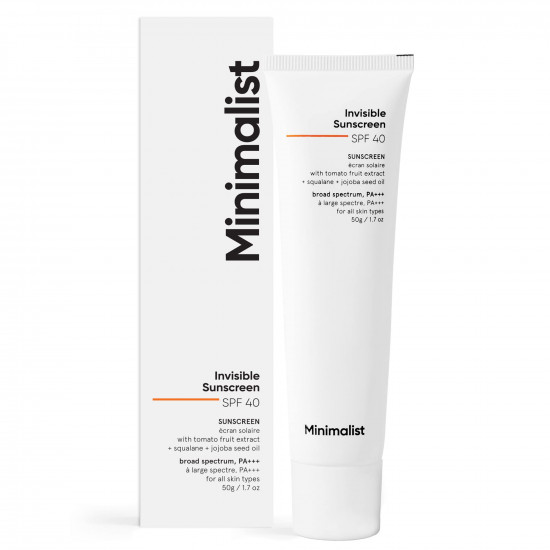 Minimalist Invisible Sunscreen for Oily Skin | SPF 40 PA+++ | Clinically Tested in USA (In-Vivo) | Water Resistant | Ultra Light Gel | Matte Finish | No White Cast | Sweat Resistant | For Women & Men | 50 gm