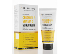 Dr. Sheth's Ceramide & Vitamin C Sunscreen SPF 50+ PA+++ | One Step Routine for Summer | Non-Greasy, Quick-Absorbing | Zero White Cast | For Women & Men | UVA UVB Sun Protection | 50grams (Pack of 2)