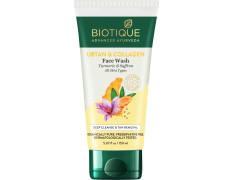Biotique Ubtan & Collagen Face Wash for Tan Removal & Enhancing Skin Complexion - Gentle Exfoliation, Dead Skin Cell Removal| For Men & Women - 150ml