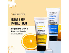Dr. Sheth's Glow & Sun Protect Duo | Lightweight Sunscreen & Oil-Free Moisturizer Combo | Nourished & Protected Skin | For Normal to Combination Skin | For Men & Women | 50 g x 2