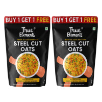 True Elements Steel Cut Oats 3kg (1.5kg Pack of 2) - Steel Cut Oats | 100% Wholegrain | Protein Rich Oats Breakfast | Healthy and Fibre Rich Breakfast