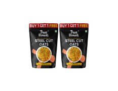 True Elements Steel Cut Oats 3kg (1.5kg Pack of 2) - Steel Cut Oats | 100% Wholegrain | Protein Rich Oats Breakfast | Healthy and Fibre Rich Breakfast