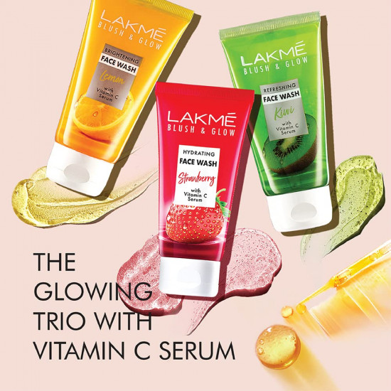 Lakme Blush & Glow Refreshing Kiwi Facewash, with Vitamin C Serum