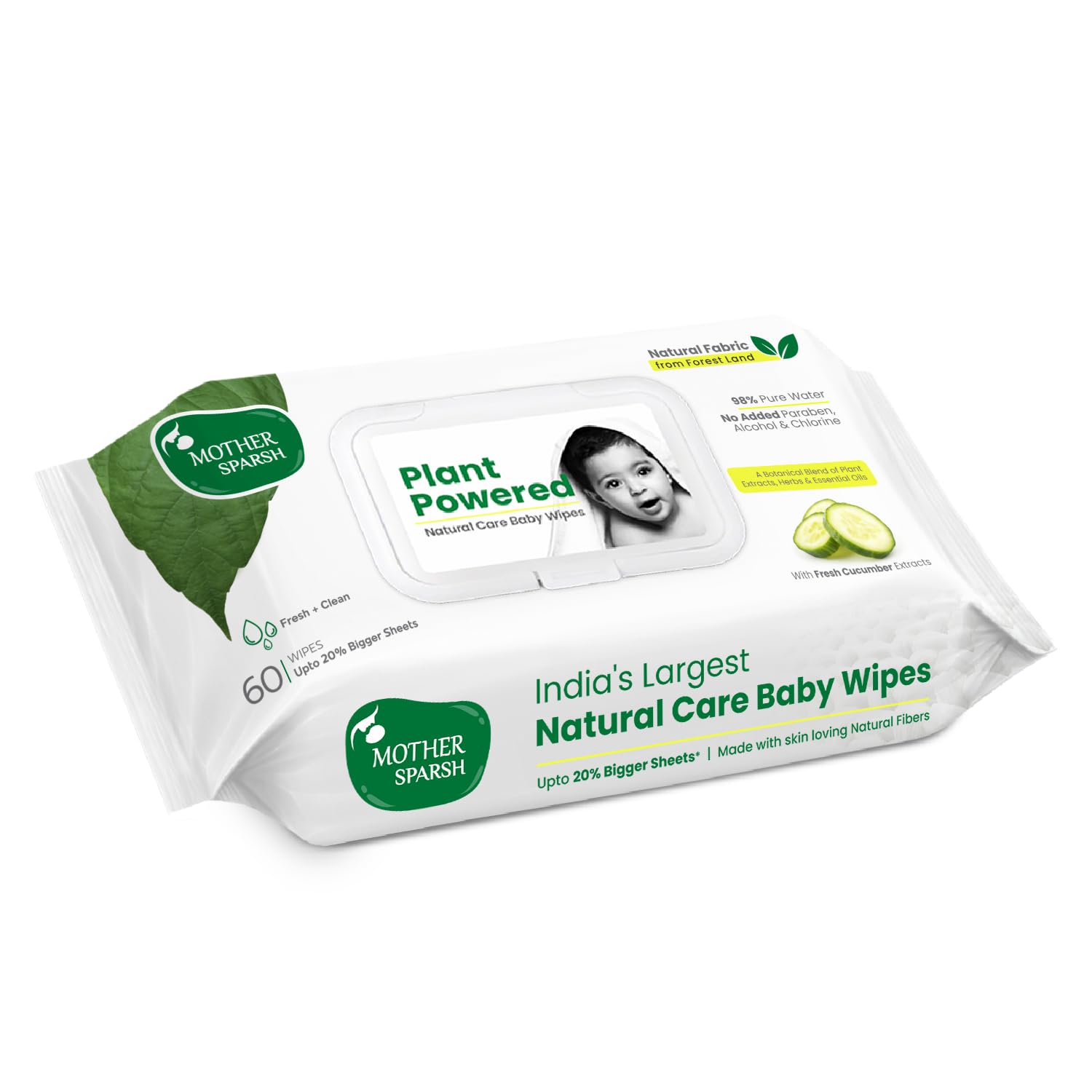 Mother Sparsh Natural Care Baby Wipes 100% Plant Made Fabric
