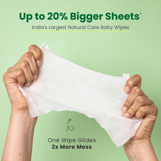 Mother Sparsh Natural Care Baby Wipes I 100% Plant Made Fabric From Forest Land, Fresh + Cleanse (with Cucumber) Plant Powered Wet Wipes For Baby I Cotton Cloth Like Bigger Sheets | 60 Pcs