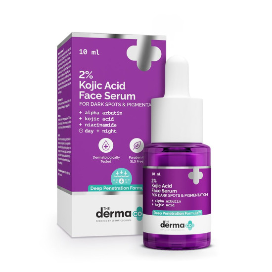 The Derma Co. 2% Kojic Acid Face Serum with Alpha Arbutin, Powered by Deep Penetration Formula™ | Fights Pigmentation | Fades Dark Spots | Brightens & Evens Skin Tone | 10 ml The Derma Co. 2% Kojic Acid Face Serum with Alpha Arbutin, Powered by Deep Penetration Formula™ | Fights Pigmentation | Fades Dark Spots | Brightens & Evens Skin Tone | 10 ml