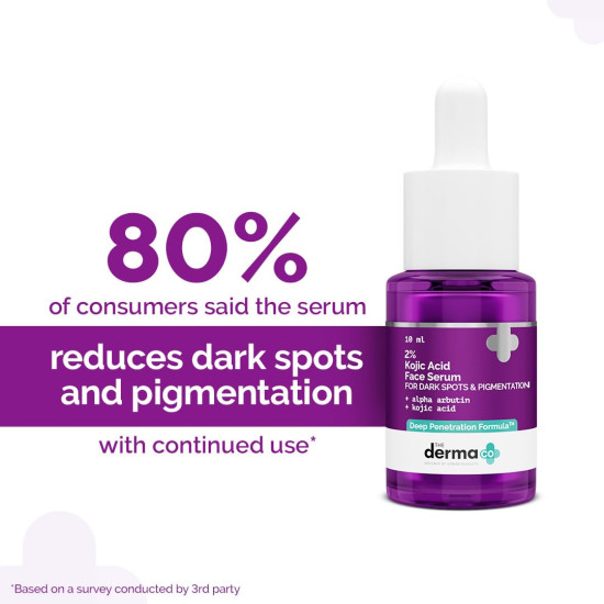 The Derma Co. 2% Kojic Acid Face Serum with Alpha Arbutin, Powered by Deep Penetration Formula™ | Fights Pigmentation | Fades Dark Spots | Brightens & Evens Skin Tone | 10 ml The Derma Co. 2% Kojic Acid Face Serum with Alpha Arbutin, Powered by Deep Penetration Formula™ | Fights Pigmentation | Fades Dark Spots | Brightens & Evens Skin Tone | 10 ml