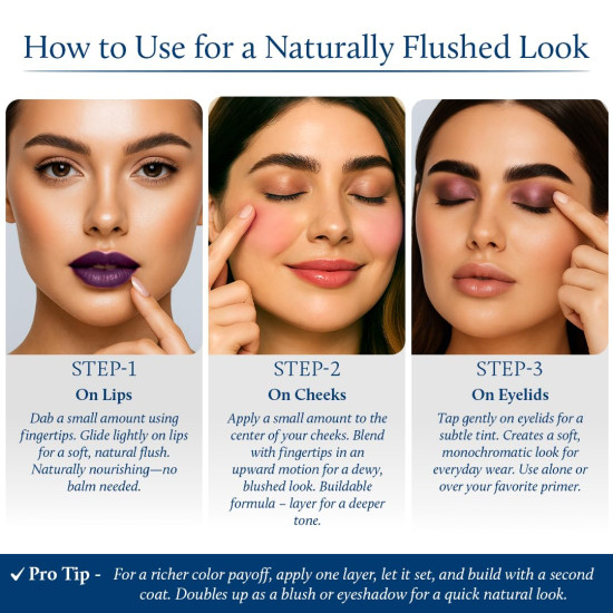 Blue Nectar Lip Tint Stain for Luscious Tinted Lips | Natural Blackberry Lip Moisturizer for Dry Skin | Organic Lip, Cheek & Eye Tint (10g) Blue Nectar Lip Tint Stain for Luscious Tinted Lips | Natural Blackberry Lip Moisturizer for Dry Skin | Organic Lip, Cheek & Eye Tint (10g)