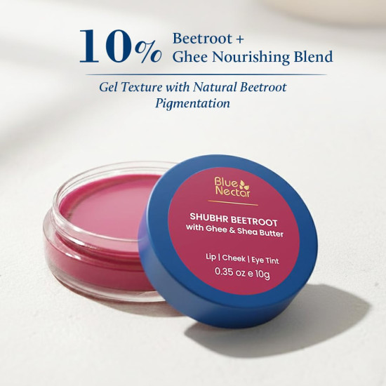 Blue Nectar Lip Tint Balm for Deep Wine Tinted Lips | Natural Beetroot Lip Balm Moisturizer for Dry Skin with Organic Ghee & Shea Butter | Long Lasting Hydrating Lip Tint (10g)