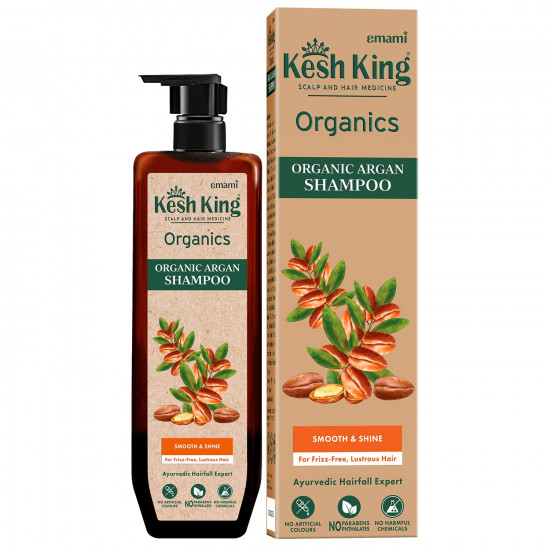 Kesh King Organics - Organic Argan Shampoo |Smoothens & Restores Shine | For Silky, Lustrous Hair | Organic | No Artificial Colours, Parabens, Phthalates Or Harmful Chemicals - 300ml