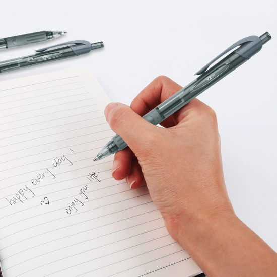 FLAIR V2 Retractable Gel Pen Box Pack | Tip Size 0.7 mm | Water Proof Ink For Smooth Writing | Comfortable Grip With Smudge Free Writing | Black Ink, Box Pack of 10