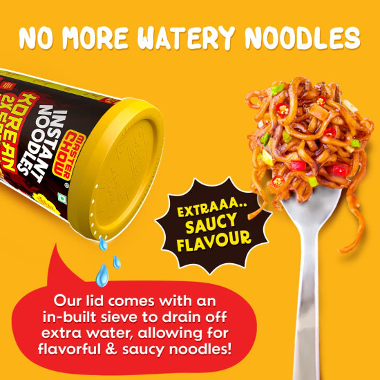 MasterChow Instant Cup Noodles - Korean 2X Noodles | Healthy Wheat Cup Noodles - Pack of 4-100g Each