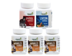 Ujwala Ayurvedashram Pymol + Livcon Capsule and Manulex Churna(pack of 3) Complete KIT for Piles and support | Fissure, Fistula, Inflammation & Rectum