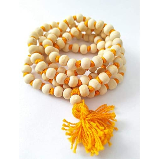 Generic Nilay Iskcon Krishna Tulsi Jaap Mala || 108 Beads Rosary Basil Tulsi For Jaap - Yellow