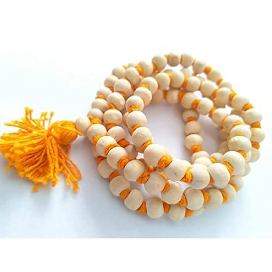 Generic Nilay Iskcon Krishna Tulsi Jaap Mala || 108 Beads Rosary Basil Tulsi For Jaap - Yellow