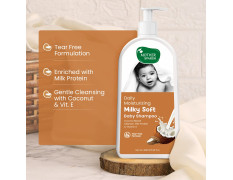 Mother Sparsh Milky Soft Baby Shampoo - 400ml | For Daily Moisturizing | Tear Free Formula With Milk Protein, Vitamin E & Coconut Oil