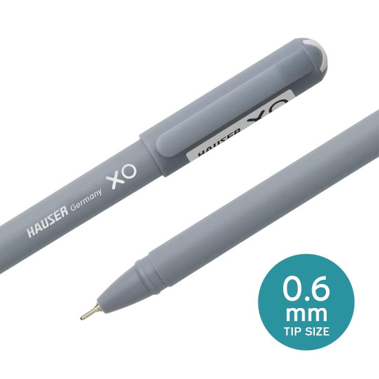 Hauser XO Ball Pen Blister Pack | Tip Size 0.7 Mm | Sleek Body & Minimalistic Design | Matt Finish | Solid Body Type | Low Viscosity Ink | Ultra Durable Tip | Black Ink, Set Of 20 Pens