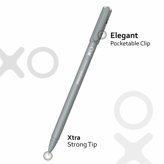 Hauser XO Ball Pen Blister Pack | Tip Size 0.7 Mm | Sleek Body & Minimalistic Design | Matt Finish | Solid Body Type | Low Viscosity Ink | Ultra Durable Tip | Black Ink, Set Of 10 Pens