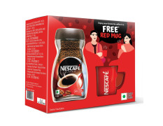 NESCAFE Classic Instant Coffee Powder with a FREE Red Mug, 190g | Made with Robusta Beans | Roasted Coffee Beans | 100% Pure Coffee