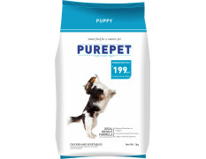 Purepet Puppy Dry Dog Food 1kg | Chicken & Vegetable Flavour | Hairball Protection | Heart Care with Taurine | Skin Health