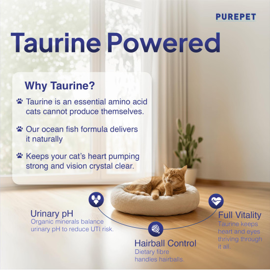 Purepet Adult Dry Cat Food 2.8kg | Ocean Fish Flavour | Taurine for Healthy Heart | Healthy Skin & Coat | Control Urinary pH | Hairball Protection | Prebiotic & Probiotic