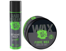 Set Wet Hair Spray for Men Extreme Hold 200ml & Hair Wax For Men - Fibre Hair Wax, 60g Strong Hold, Extra Volume