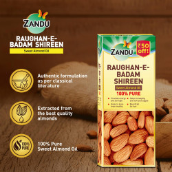 Zandu Raughan-E-Badam Shireen Sweet Almond Oil 100% Pure & Natural Cold Pressed 50Ml