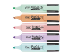 FLAIR Pastel 5 Shades Hi-lighter Pouch Pack | Flexible Line Width | Quick Drying & Smudge Proof Pastel Ink | Non-Toxic Ink, Safe For Childrens | 5 Smoothing Colors, Pack of 1