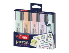 FLAIR Pastel 5 Shades Hi-lighter Pouch Pack | Flexible Line Width | Quick Drying & Smudge Proof Pastel Ink | Non-Toxic Ink, Safe For Childrens | 5 Smoothing Colors, Pack of 1