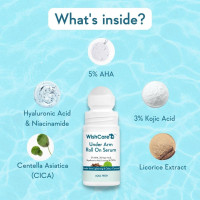 WishCare Underarm Roll On Serum - 5% AHA & 3% Kojic Acid for Brightening & Odour Control - Roll On Deo for Women & Men- 0% Alcohol & Long Lasting Aqua Fragrance - 50ml WishCare Underarm Roll On Serum - 5% AHA & 3% Kojic Acid for Brightening & Odour Control - Roll On Deo for Women & Men- 0% Alcohol & Long Lasting Aqua Fragrance - 50ml