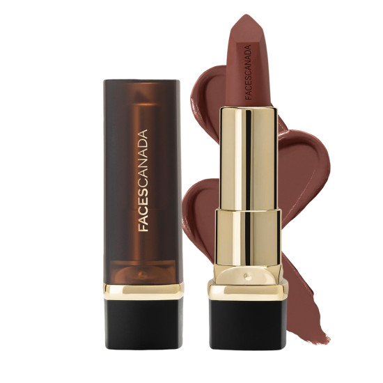 FACES CANADA Comfy Matte Creme Lipstick - Nuts About You, 4.2g | Long Stay | Creamy Matte Finish | Intense Color | Super Hydrating & Nourishing | Single Stroke Smooth Application