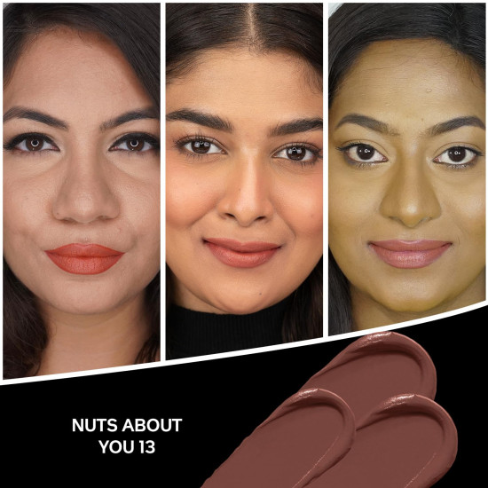 FACES CANADA Comfy Matte Creme Lipstick - Nuts About You, 4.2g | Long Stay | Creamy Matte Finish | Intense Color | Super Hydrating & Nourishing | Single Stroke Smooth Application