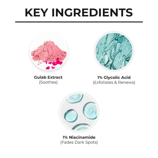 Dr. Sheth's Gulab & 1% Glycolic Acid Face Wash For Normal To Oily Skin | Daily Brightening Face Cleanser for Even Toned Skin | Exfoliating Face Wash for Men & Women | 100ml