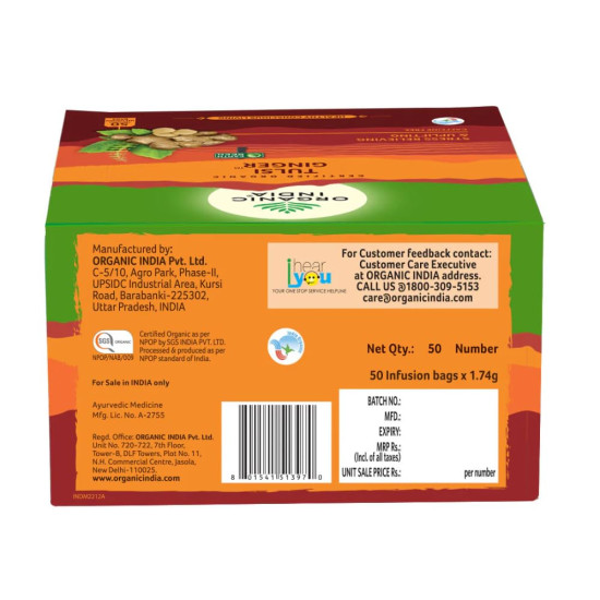ORGANIC INDIA Tulsi Ginger 50 Teabags
