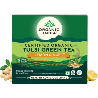 ORGANIC INDIA Tulsi Green Tea Lemon Ginger 50 Teabags