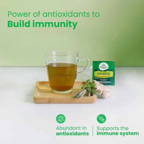 ORGANIC INDIA Tulsi Green Tea Lemon Ginger 50 Teabags