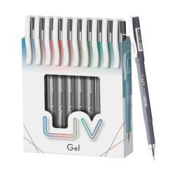 Hauser UV Gel Pen Wallet Pack | Ensures Smoothness & Durability | Waterproof Ink for Smooth & Smudge Free Writing | Black Ink, Pack of 10 Pens