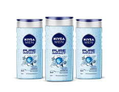 Nivea Men Body Wash, Pure Impact With Purifying Micro Particles, Shower Gel For Body, Face & Hair, 250ml (Pack of 3)