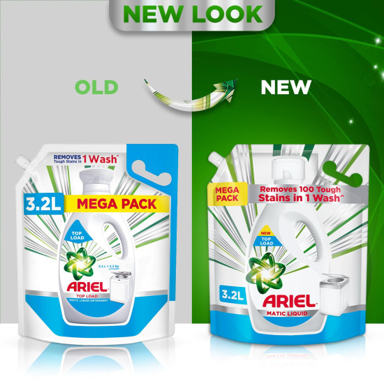 Ariel Liquid Detergent Top Load - 3.2L | Removes 7 day dried-in Stains in 1 wash inside Washing Machine | Now at Price of Powders | Amazing Fragrance | Protects Colours | Dissolves Faster