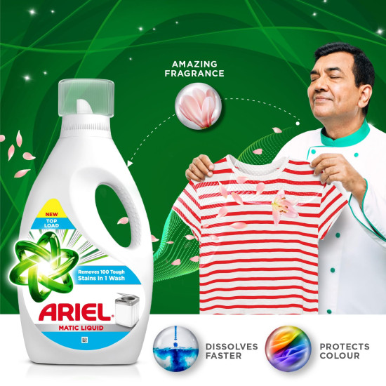 Ariel Liquid Detergent Top Load - 3.2L | Removes 7 day dried-in Stains in 1 wash inside Washing Machine | Now at Price of Powders | Amazing Fragrance | Protects Colours | Dissolves Faster