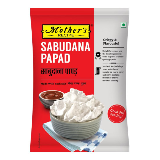 Mother's Recipe Sabudana Papad with Sendha Namak for Fasting (Falhari) Pack of 7