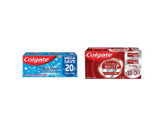 Colgate MaxFresh Toothpaste Blue Gel Paste with Menthol for Super Fresh Breath 300g & Colgate Visible White Teeth Whitening Toothpaste, Protects Enamel, Removes Stain, With Whitening Accelerators 200g