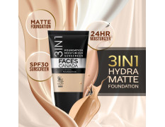 FACES CANADA All Day Hydra Matte Foundation - Mini | 3in1 Foundation + Moisturizer + SPF 30 | 24 HR Aloe Hydration & Vitamin C | 10HR Wear | Medium to High Buildable Coverage | Warm Natural (18 ml)