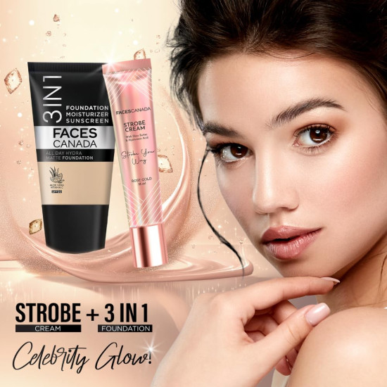 FACESCANADA Cream All Day Hydra Matte Foundation - Mini | 3in1 Foundation + Moisturizer + SPF 30 | 24 HR Aloe Hydration & Vitamin C | 10HR Wear | Medium to High Buildable Coverage | Warm Sand (18 ml)
