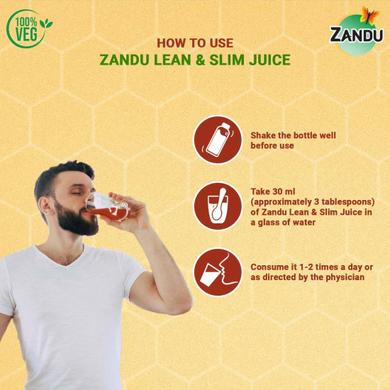 Zandu Lean & Slim Juice 1 Litre With Honey & Apple Cider Vinegar, Helps Maintain Healthy Weight & Boosts Metabolism|100% Ayurvedic And Natural
